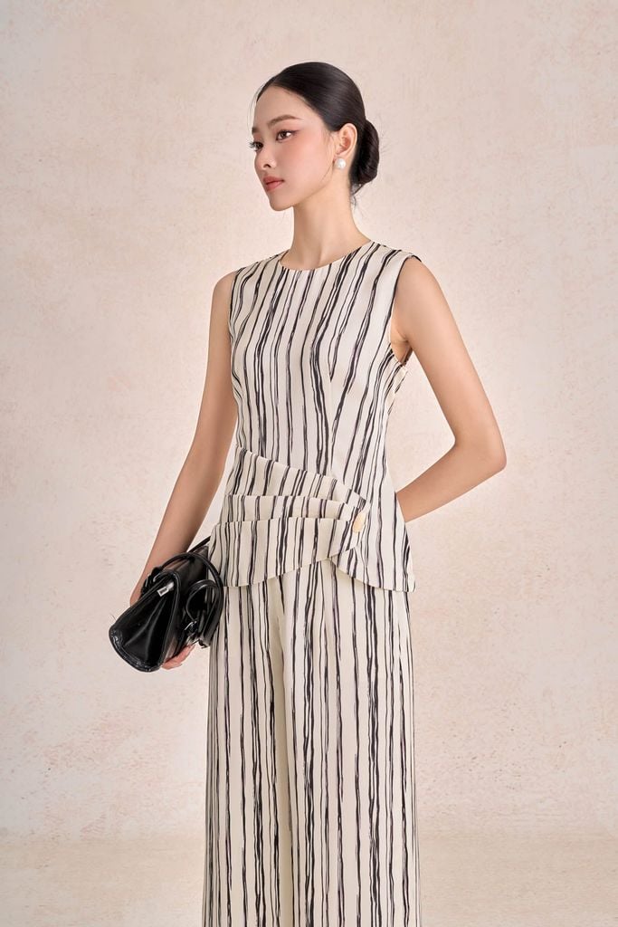 BQD13665 - Quần dài công sở vải lụa tằm dáng suông ống rộng thời trang khoá thân trước - PANTIO