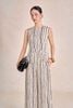 BAK13665 - Áo kiểu công sở vải lụa tằm dáng peplum cổ tròn không tay thân áo phối vạt lệch tạo kiểu khoá thân sau - PANTIO