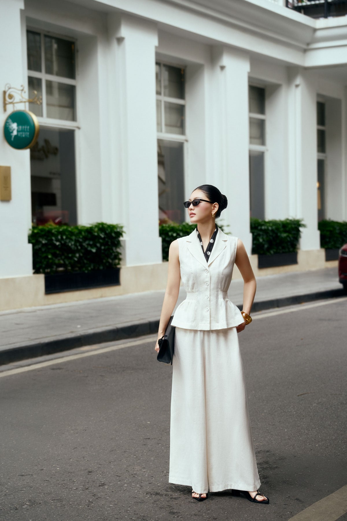 BQD13699 - Quần dài công sở vải thô đũi dáng suông ống đứng cạp chun co giãn - PANTIO