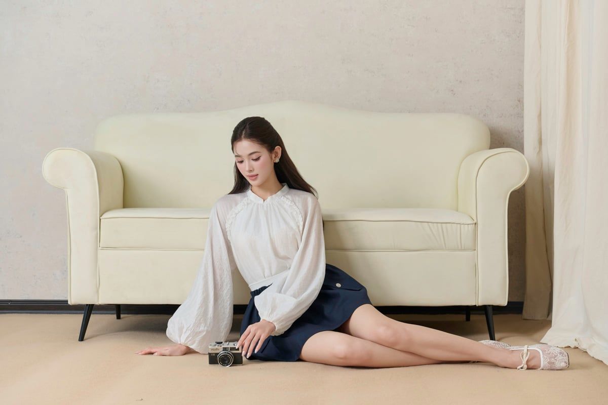 FJN9742 - tylekeo88ax ngắn vải thô dáng chữ A cạp chun phối viền bèo tạo kiểu thân váy có túi đính khuy thời trang - JAN.