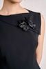 BAK33769 - Áo kiểu công sở vải tuytsi dáng peplum cổ thuyền phối hoa cài tạo kiểu khoá thân sau - PANTIO