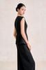 BAK33769 - Áo kiểu công sở vải tuytsi dáng peplum cổ thuyền phối hoa cài tạo kiểu khoá thân sau - PANTIO