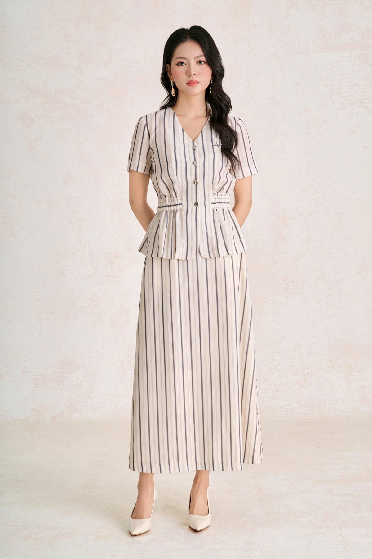 BJD33776 - Chân váy dài công sở vải linen dáng suông cạp chun khoá sườn thời trang - PANTIO