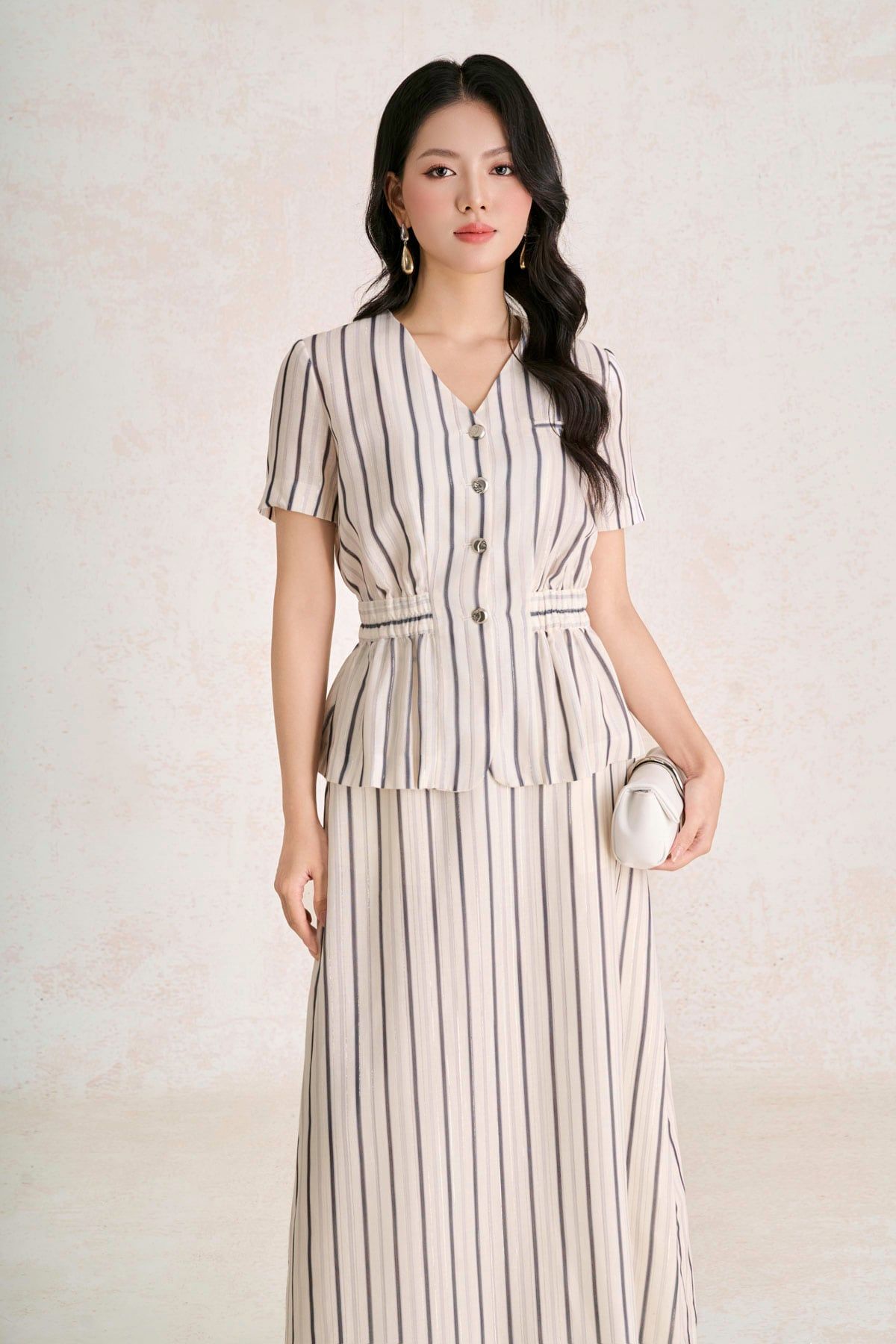 BJD33776 - Chân váy dài công sở vải linen dáng suông cạp chun khoá sườn thời trang - PANTIO