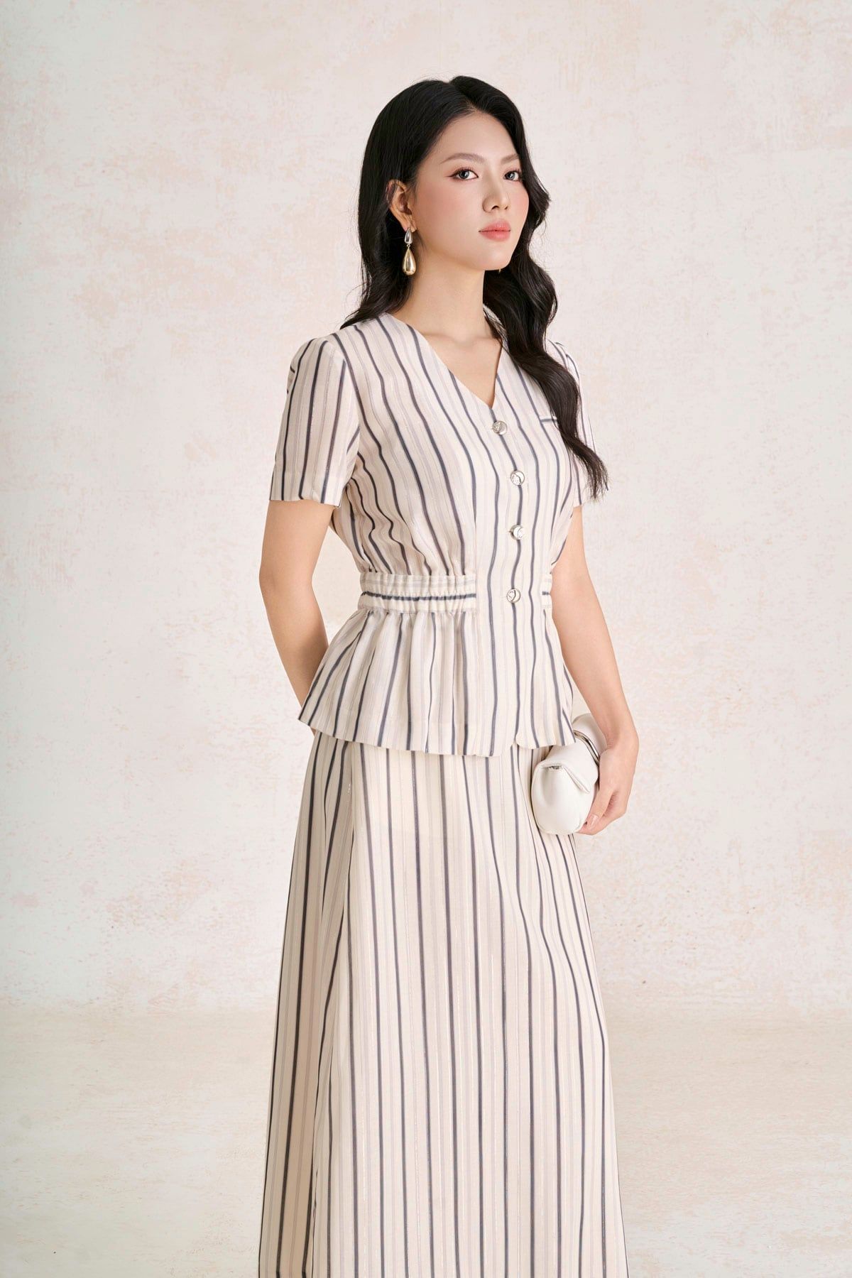 BJD33776 - Chân váy dài công sở vải linen dáng suông cạp chun khoá sườn thời trang - PANTIO