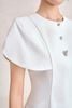 BAK33796 - Áo kiểu công sở vải thô dáng peplum cổ tròn vai áo cách điệu thân áo đính khuy đá kim loại thời trang khoá thân sau - PANTIO