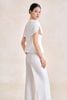 BAK33796 - Áo kiểu công sở vải thô dáng peplum cổ tròn vai áo cách điệu thân áo đính khuy đá kim loại thời trang khoá thân sau - PANTIO