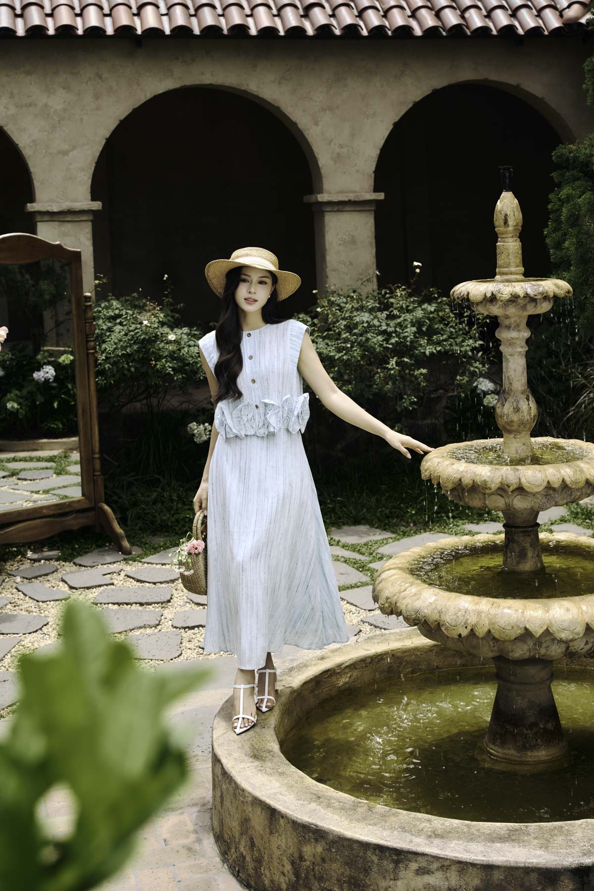BJD33812 - Chân váy dài dạo phố vải linen dáng chữ A cạp chun co giãn - PANTIO