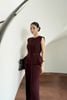 BAK33818 - Áo kiểu công sở vải tuytsi dáng peplum vổ tròn tay chờm thân áo phối ly tạo kiểu đính kim loại thời trang - PANTIO