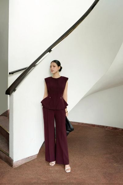 BQD33818 - Quần dài công sở vải tuytsi dáng suông ống đứng phối ly tạo kiểu - PANTIO