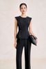 BAK33818 - Áo kiểu công sở vải tuytsi dáng peplum vổ tròn tay chờm thân áo phối ly tạo kiểu đính kim loại thời trang - tỷ lệ kèo 8899