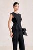BAK33818 - Áo kiểu công sở vải tuytsi dáng peplum vổ tròn tay chờm thân áo phối ly tạo kiểu đính kim loại thời trang - tỷ lệ kèo 8899