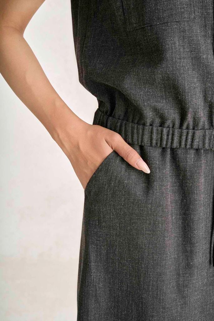 BJD33820 - Chân váy dài vải thô đũi dáng suông cạp chun co giãn - PANTIO