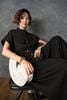 BAK33829 - Áo kiểu công sở vải thô dáng peplum cổ cao tay cộc thân áo phối dây đai tạo kiểu - PANTIO