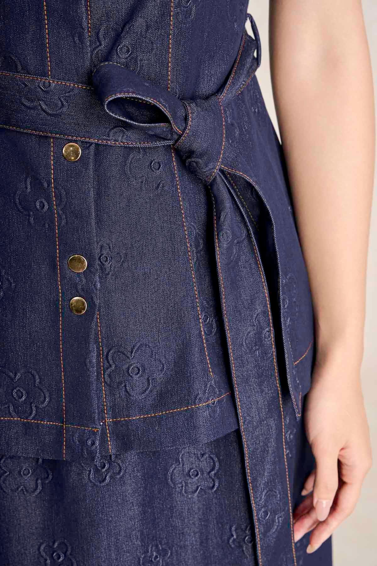 BJD33921 - Chân váy dài vải denim dáng chữ A cạp cao khoá thân sau - PANTIO