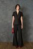 BAK73553 - Áo kiểu công sở vải tuytsi dáng peplum cổ xẻ V tay cộc thân áo phối đai tạo kiểu - PANTIO