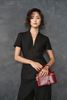 BAK73553 - Áo kiểu công sở vải tuytsi dáng peplum cổ xẻ V tay cộc thân áo phối đai tạo kiểu - PANTIO