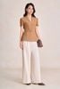 BAK73553 - Áo kiểu công sở vải tuytsi dáng peplum cổ xẻ V tay cộc thân áo phối đai tạo kiểu - PANTIO