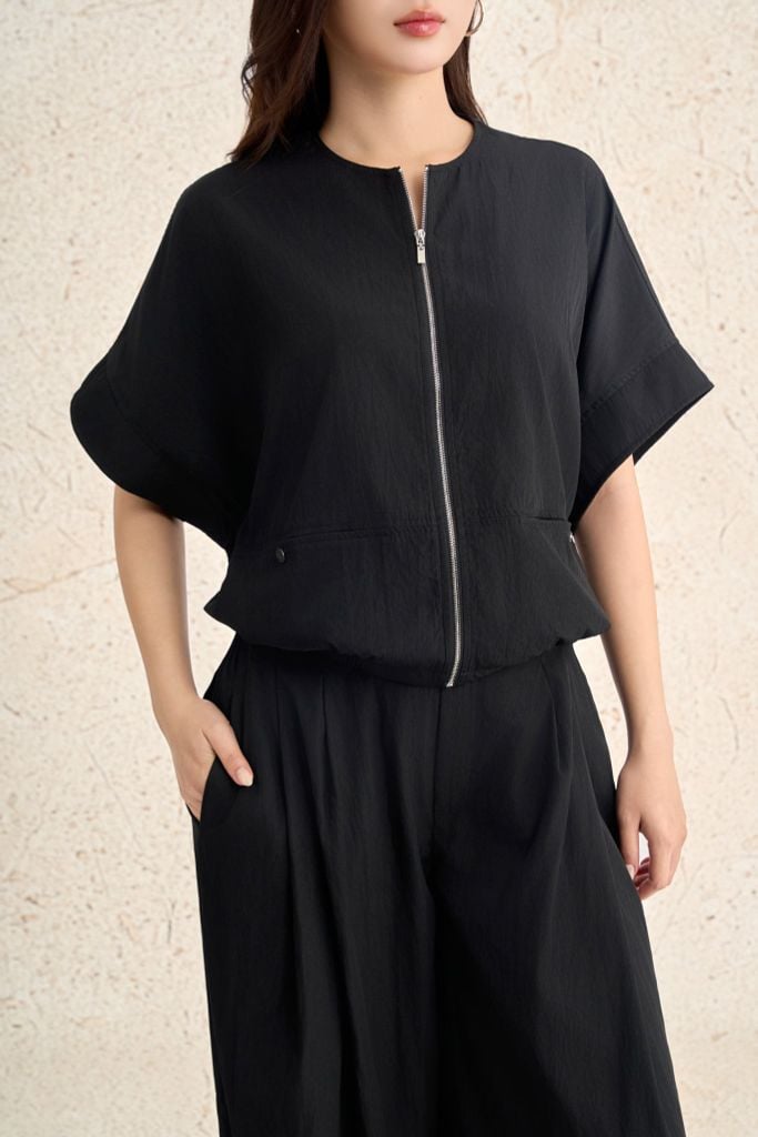 BQD73635 - Quần dài dạo phố vải thô mỏng dáng suông ống rộng có túi cạp chun co giãn - PANTIO