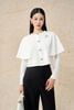 BAK93537 - Áo kiểu công sở vải cotton dáng lửng cổ tròn tay ôm thân áo cách điệu thời trang kèm cài áo sang trọng - PANTIO