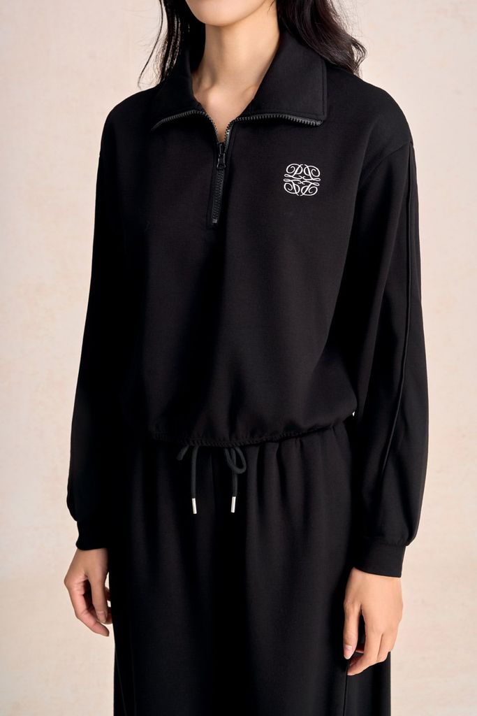 BAK93599 - Áo kiểu dạo phố vải cotton dáng ngắn cổ bẻ tay dài gấu áo bo chun tạo kiểu - PANTIO