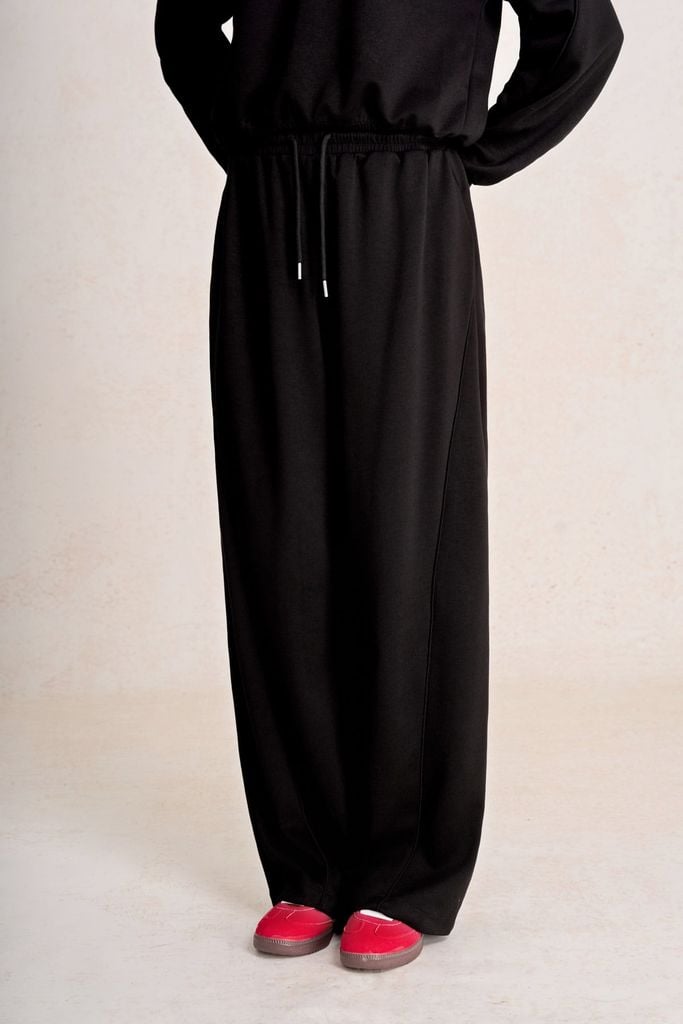 BQD93599 - Quần dài vải cotton dáng suông ống rộng cạp chun phối dây rút thời trang - PANTIO