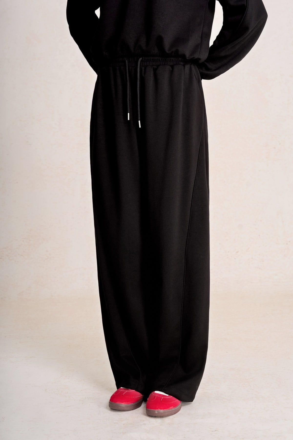 BQD93599 - Quần dài vải cotton dáng suông ống rộng cạp chun phối dây rút thời trang - PANTIO