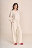 BAK93599 - Áo kiểu dạo phố vải cotton dáng ngắn cổ bẻ tay dài gấu áo bo chun tạo kiểu - PANTIO