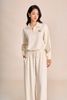 BAK93599 - Áo kiểu dạo phố vải cotton dáng ngắn cổ bẻ tay dài gấu áo bo chun tạo kiểu - PANTIO