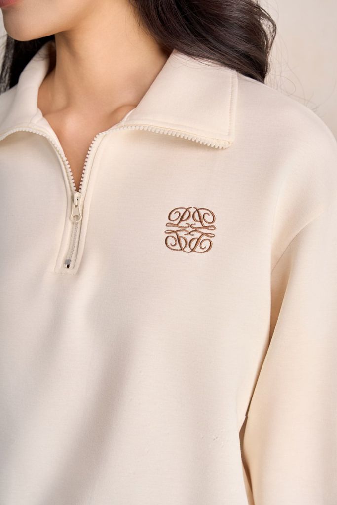 BAK93599 - Áo kiểu dạo phố vải cotton dáng ngắn cổ bẻ tay dài gấu áo bo chun tạo kiểu - PANTIO