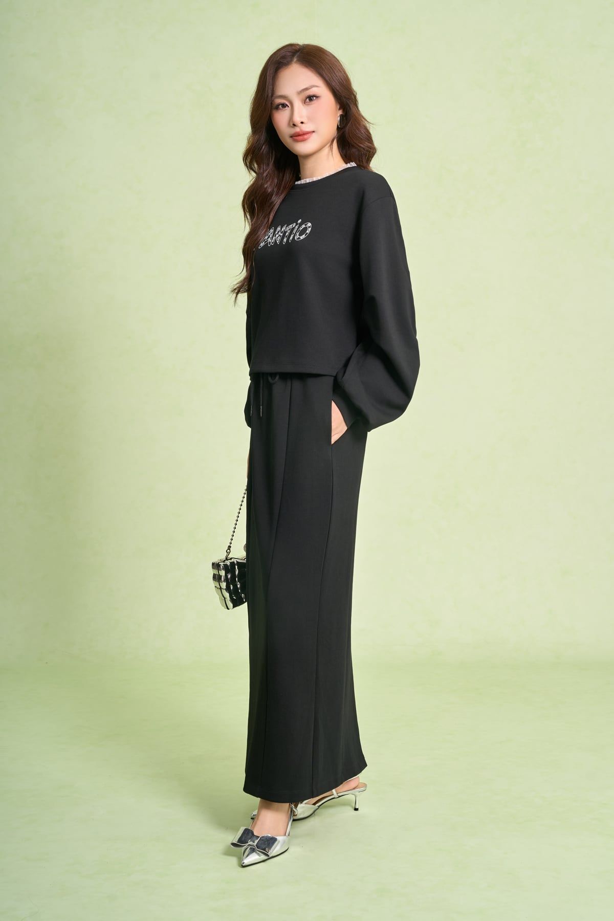 BJD93643 - Chân váy dài vải cotton dáng suông cạp chun thân sau xẻ tà - PANTIO