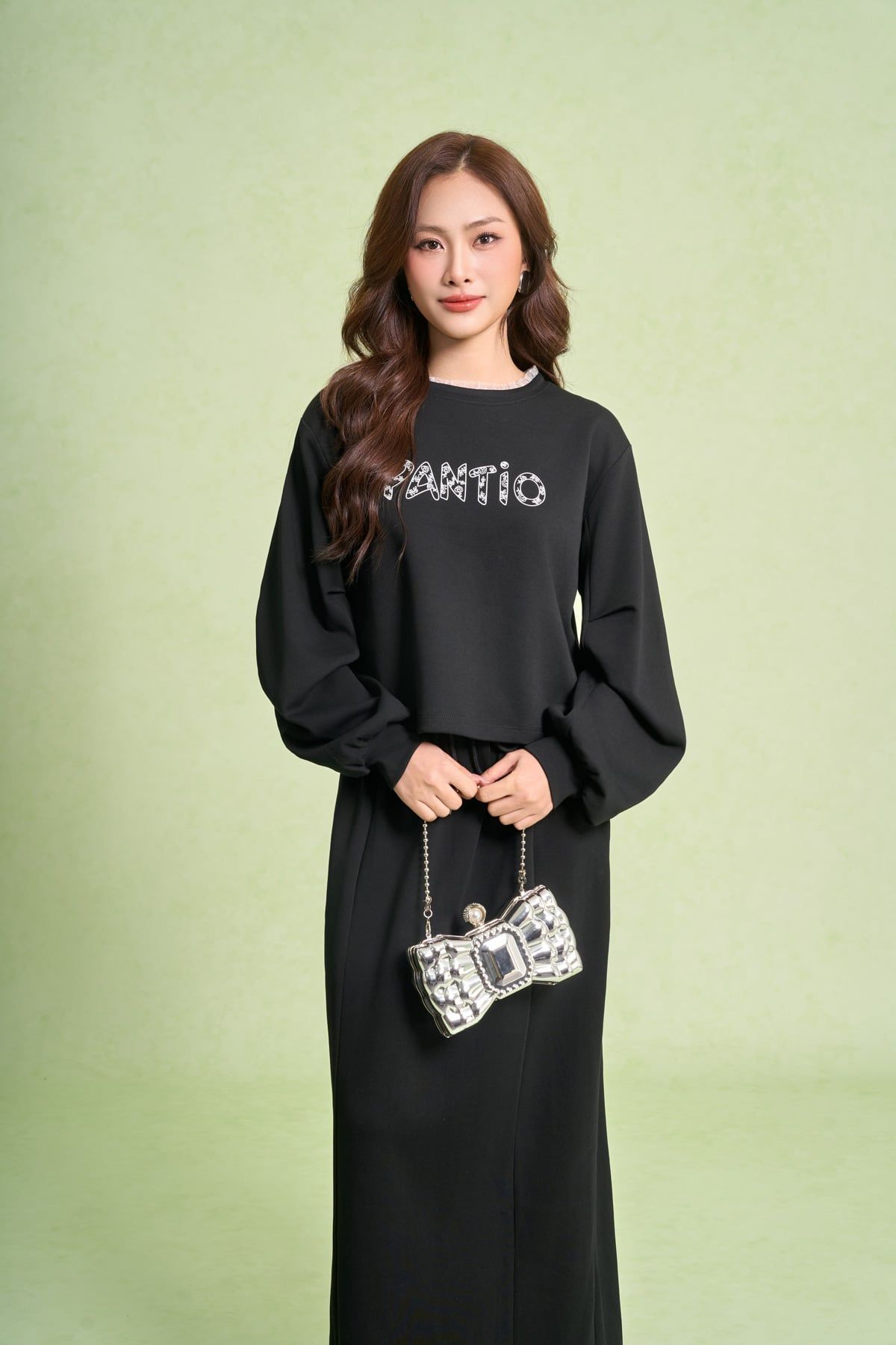 BJD93643 - Chân váy dài vải cotton dáng suông cạp chun thân sau xẻ tà - PANTIO