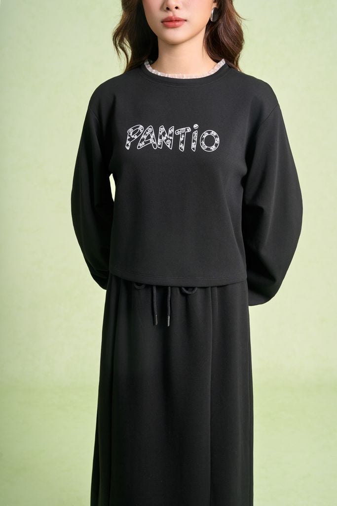 BJD93643 - Chân váy dài vải cotton dáng suông cạp chun thân sau xẻ tà - PANTIO