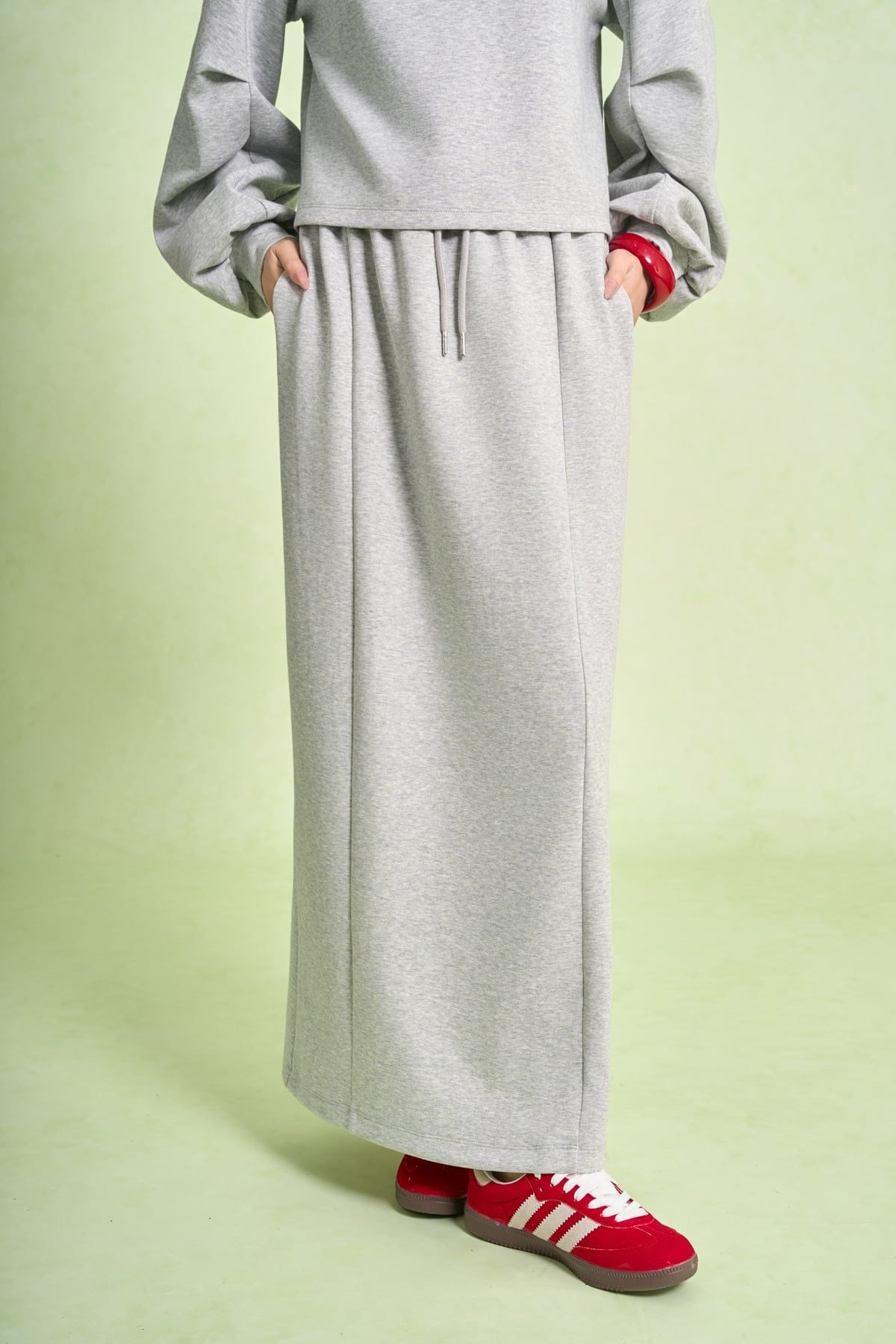 BJD93643 - Chân váy dài vải cotton dáng suông cạp chun thân sau xẻ tà - PANTIO