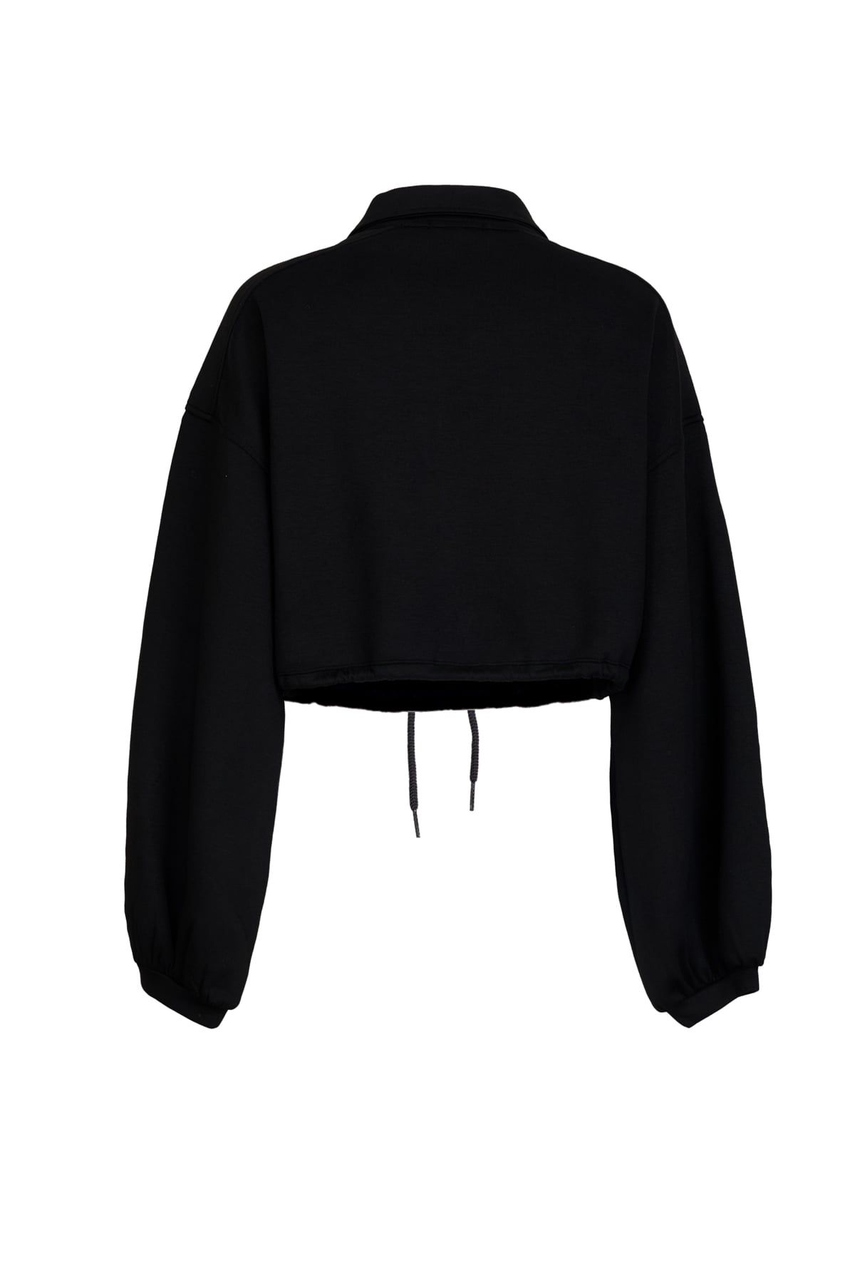 BAK93718 - Áo kiểu dạo phố vải thun cotton dáng croptop cổ bẻ phối khóa kim loại thân áo in hoạ tiết gấu bo chun ôm - JAN.
