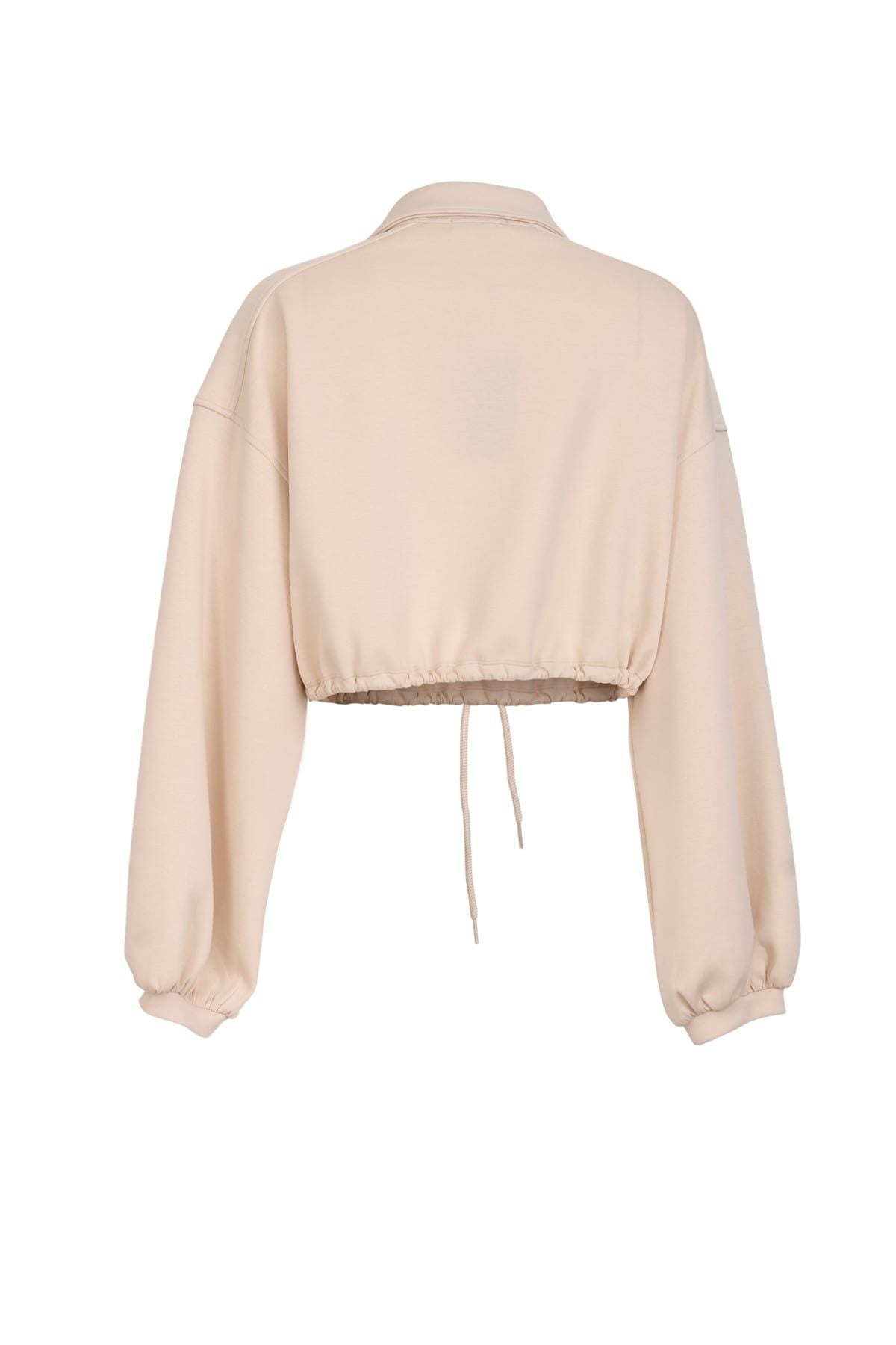 BAK93718 - Áo kiểu dạo phố vải thun cotton dáng croptop cổ bẻ phối khóa kim loại thân áo in hoạ tiết gấu bo chun ôm - JAN.