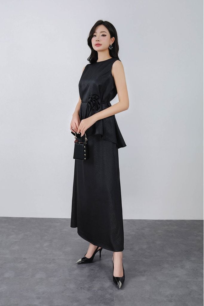 BJD13281 - Chân váy dài vải lụa dáng chữ A khoá thân sau - PANTIO