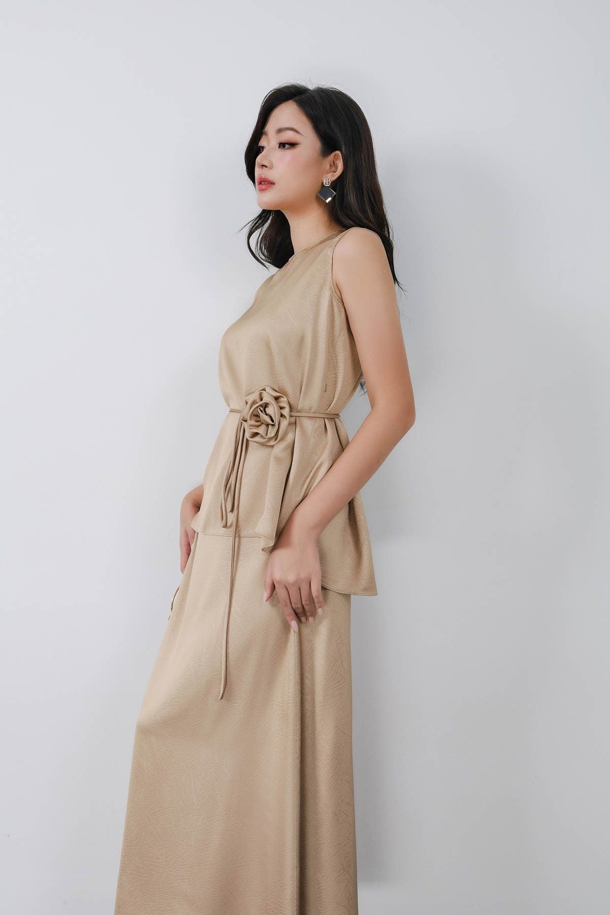 BJD13281 - Chân váy dài vải lụa dáng chữ A khoá thân sau - PANTIO