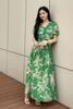 BAS13393 - Áo kiểu dạo phố vải tơ hoa dáng croptop cổ xẻ V phối dây nơ tay bồng nhẹ thời trang - tỷ lệ kèo 8899