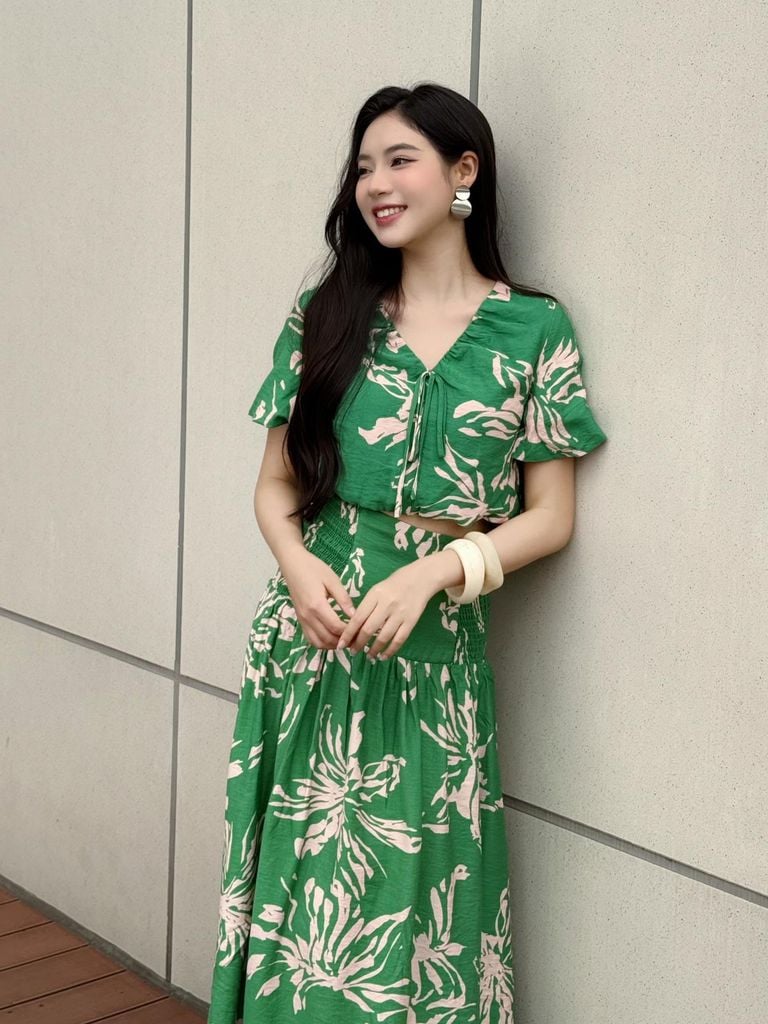 BJD13393 - tylekeo88ax dạo phố vải tơ hoa dáng xòe cạp chun co giãn - tỷ lệ kèo 8899