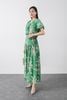 BAS13393 - Áo kiểu dạo phố vải tơ hoa dáng croptop cổ xẻ V phối dây nơ tay bồng nhẹ thời trang - PANTIO