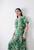 BAS13393 - Áo kiểu dạo phố vải tơ hoa dáng croptop cổ xẻ V phối dây nơ tay bồng nhẹ thời trang - PANTIO