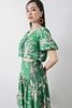 BAS13393 - Áo kiểu dạo phố vải tơ hoa dáng croptop cổ xẻ V phối dây nơ tay bồng nhẹ thời trang - PANTIO