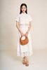 BAS13670 - Áo sơ mi công sở vải thô kate dáng croptop cổ đức tay cộc gấu áo phối ren hoa tạo kiểu - PANTIO