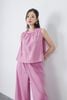 BAS32775 - Áo kiểu dạo phố vải linen dáng A cổ nhún phối nơ thân trang trí hình thêu - tỷ lệ kèo 8899