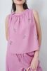 BAS32775 - Áo kiểu dạo phố vải linen dáng A cổ nhún phối nơ thân trang trí hình thêu - tỷ lệ kèo 8899