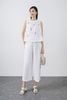 BAS32775 - Áo kiểu dạo phố vải linen dáng A cổ nhún phối nơ thân trang trí hình thêu - tỷ lệ kèo 8899