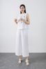 BAS32775 - Áo kiểu dạo phố vải linen dáng A cổ nhún phối nơ thân trang trí hình thêu - tỷ lệ kèo 8899