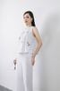 BAS32775 - Áo kiểu dạo phố vải linen dáng A cổ nhún phối nơ thân trang trí hình thêu - tỷ lệ kèo 8899