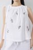 BAS32775 - Áo kiểu dạo phố vải linen dáng A cổ nhún phối nơ thân trang trí hình thêu - tỷ lệ kèo 8899